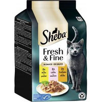 Produktbild von Sheba Fresh & Fine Katzenfutter Adult Huhn Lachs und Truthahn in Sauce MSC 6x50g - 6 x 50 g