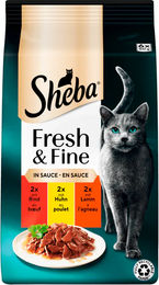 Sheba Fresh & Fine Katzenfutter Adult Stückchen in Sauce Rind Huhn Lamm 6 x 50 g - 6 x 50 g – Bild 1 von 7