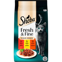 Produktbild von Sheba Fresh & Fine Katzenfutter Adult Stückchen in Sauce Rind Huhn Lamm 6 x 50 g - 6 x 50 g