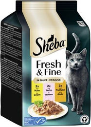 Sheba Fresh & Fine Nassfutter für Katzen Adult Multipack mit Huhn Lachs und Truthahn in Sauce 36x50 g - 36 x 50 g – Bild 1 von 2