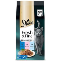 Produktbild von Sheba Fresh & Fine Nassfutter für Katzen mit Thunfisch, Lachs und Weißfisch in Gelee 6 x 50 g