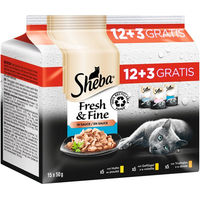 Produktbild von Sheba Fresh & Fine Stückchen in Sauce Huhn und Truthahn Katzen Nassfutter Adult 15 x 50g Multipack - 15 x 50 g