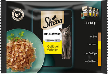 Sheba Katzen Nassfutter Adult Geflügel Variation Stückchen in Gelee 4x85g – Bild 1 von 1