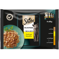 Produktbild von Sheba Katzen Nassfutter Adult Geflügel Variation Stückchen in Gelee 4x85g