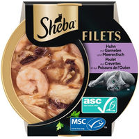 Produktbild von Sheba Katzen Nassfutter Filets Huhn und Garnelen in Sauce 16x60 g