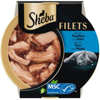 Produktbild von Sheba Katzen Nassfutter Filets Huhn und Thunfisch in Sauce 16x60 g