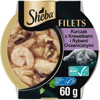Produktbild von Sheba Katzen Nassfutter Filets mit Huhn, Seefisch und Garnelen in Sauce 60 g