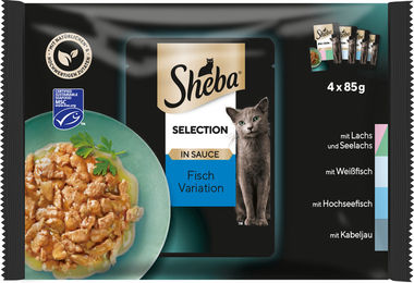 Sheba Katzen Nassfutter Fisch Variation Stückchen in Sauce 4x85g – Bild 1 von 1