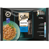 Produktbild von Sheba Katzen Nassfutter Fisch Variation Stückchen in Sauce 4x85g