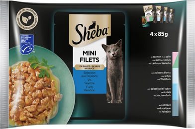 Sheba Katzen Nassfutter Fischauswahl Mini Filets in Sauce 12 x 85 g – Bild 1 von 3
