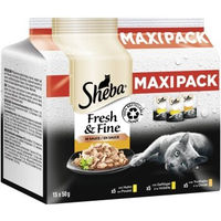 Produktbild von Sheba Katzen Nassfutter Fresh & Fine Stückchen in Sauce Geflügel Variation 15 x 50g - 15 x 50 g