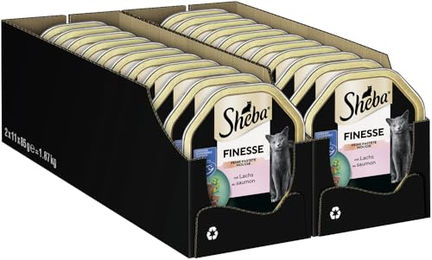 Sheba Katzen Nassfutter Mousse mit Lachs MSC für erwachsene Katzen 22 x 85g – Bild 1 von 6
