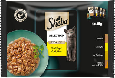 Sheba Katzen Nassfutter Selection Geflügel Variation Stückchen in Sauce 4x85g – Bild 1 von 1