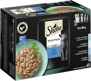 Sheba Katzen Nassfutter Selection in Sauce Fisch Variation MSC Stückchen in Sauce für erwachsene Katzen 12 x 85g - 48 x 85 g – Bild 1 von 7