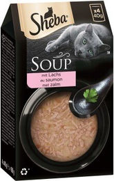 Sheba Katzen-Suppe mit Lachs-Stückchen in Sauce für erwachsene Katzen 40x40g - 40 x 40 g – Bild 1 von 2