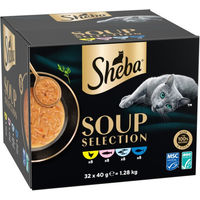 Produktbild von Sheba Katzen-Suppen-Selektion Mix Huhn, Thunfisch, Seefisch und Lachs 32 x 40 g