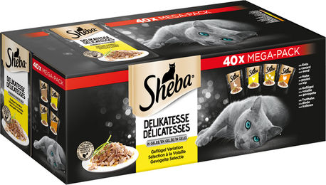 Sheba Katzennassfutter Stückchen in Gelee Geflügel 40 x 85g - 40 x 85 g – Bild 1 von 8
