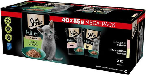Sheba Kitten Nassfutter Feine Vielfalt mit Lachs MSC und Huhn in Sauce 40x85g getreidefrei - 40 x 85 g – Bild 1 von 8