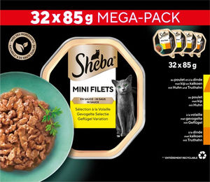 Sheba Mini Filets in Soße Geflügelauswahl Katzen Nassfutter Multipack 32 x 85 g – Bild 1 von 1