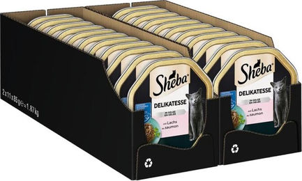 Sheba Nassfutter für Katzen Delikatesse mit MSC-zertifiziertem Lachs in Gelee 22 x 85g – Bild 1 von 6