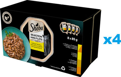 Sheba Nassfutter Stückchen in Sauce Huhn und Truthahn für adulte Katzen 32x85 g - 32 x 85 g – Bild 1 von 3