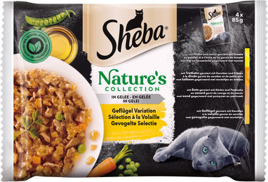 Produktbild von Sheba Nature's Collection Geflügel Stückchen in Gelee Katzenfutter Adult Getreidefrei 4x85g