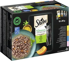 Sheba Nature's Collection Katzen Nassfutter Multipack Stückchen in Sauce Huhn Truthahn Thunfisch Lachs Kabeljau 48 x 85 g Getreidefrei MSC - 12 x 85 g – Bild 1 von 4