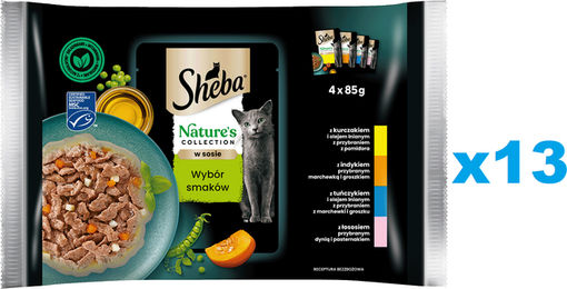 Sheba Nature’s Collection Nassfutter für adulte Katzen mit Huhn Pute Thunfisch und Lachs in Soße getreidefrei und glutenfrei 52x85 g - 52 x 85 g – Bild 1 von 3