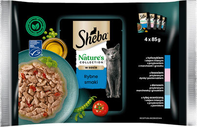 Produktbild von Sheba Nature’s Collection Nassfutter für adulte Katzen mit Thunfisch, Lachs und Kabeljau in Sauce, getreidefrei, 4x85 g - 20 x 85 g