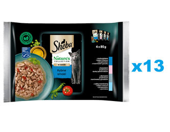 Sheba Nature’s Collection Nassfutter für adulte Katzen mit Thunfisch, Lachs und Kabeljau in Sauce, getreidefrei und glutenfrei, 52x85 g - 52 x 85 g – Bild 1 von 3