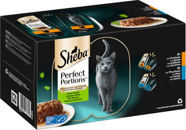 Sheba Perfect Portions Feine Vielfalt Katzen Nassfutter Adult Truthahn und Thunfisch Paté 1200 g - 16 x 37,5 g – Bild 1 von 2