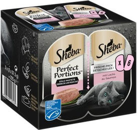 Sheba Perfect Portions Pastete mit Lachs MSC Katzen Nassfutter 6 x 37,5 g - 24 x 75 g – Bild 1 von 13