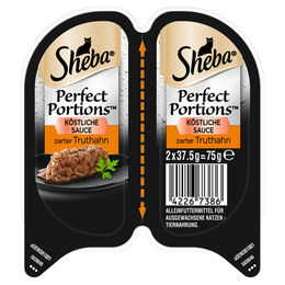 Produktbild von Sheba Perfect Portions Truthahn Pastete für erwachsene Katzen 32 x 2 x 37,5 g ohne Farb- und Aromastoffe sowie Konservierungsstoffe - 2 x 37,5 g