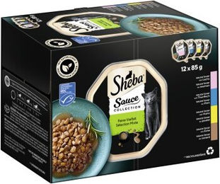 Sheba Sauce Collection Feine Vielfalt Katzenfutter Stückchen in Sauce Lachs Thunfisch Huhn Ente MSC 85 g - 12 x 85 g – Bild 1 von 6