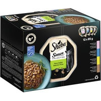 Produktbild von Sheba Sauce Collection Feine Vielfalt Katzenfutter Stückchen in Sauce Lachs Thunfisch Huhn Ente MSC 85 g - 12 x 85 g