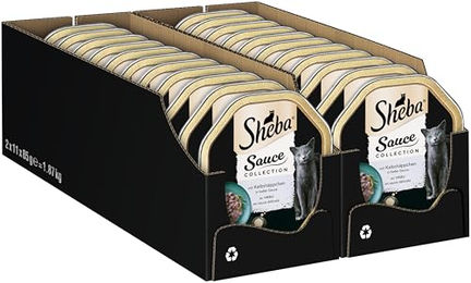 Sheba Sauce Collection Katzen Nassfutter Kalbshäppchen in heller Sauce für erwachsene Katzen 22 x 85g ohne künstliche Farb- oder Konservierungsstoffe – Bild 1 von 6