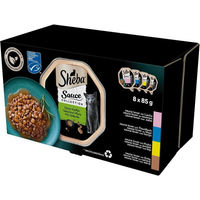 Produktbild von Sheba Sauce Collection Nassvollnahrung für adulte Katzen mit MSC Lachs, Thunfisch, Huhn und Ente in Sauce 8x85 g - 8 x 85 g