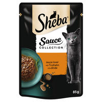 Produktbild von Sheba Sauce Collection Sauce Lover mit Truthahn Stückchen in Sauce für erwachsene Katzen 28 x 85 g - 28 x 85 g