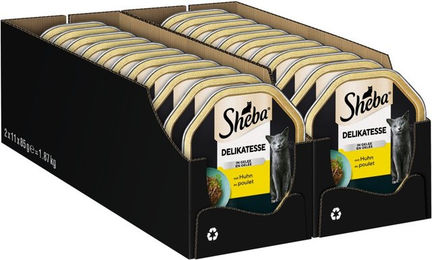 Sheba Schale Delikatesse Huhn Stückchen in Gelee Nassfutter für erwachsene Katzen 2 x 85g – Bild 1 von 2