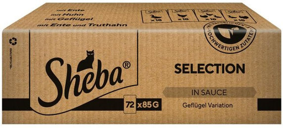 Produktbild von Sheba Selection Geflügel Variation Katzen Nassfutter Stückchen in Sauce für Adult 144 x 85 g - 144 x 85 g