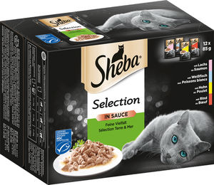 Sheba Selection in Sauce Feine Vielfalt Katzen Nassfutter Stückchen in Sauce Rind und Fisch 48 x 85 g Multipack - 48 x 85 g – Bild 1 von 13