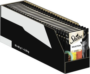 Sheba Selection Katzen Nassfutter Adult Huhn und Rind in Sauce 28x85g – Bild 1 von 5