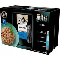 Produktbild von Sheba Selection Katzen Nassfutter Fischstücke in Sauce mit Lachs und Kabeljau 48x85g - 48 x 85 g