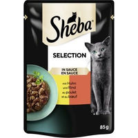 Produktbild von Sheba Selection Katzen Nassfutter Stückchen in Sauce Huhn und Rind 28x85 g - 28 x 85 g