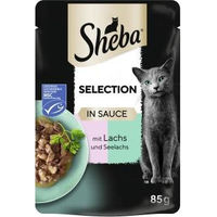 Produktbild von Sheba Selection Katzen Nassfutter Stückchen in Sauce mit Lachs und Seelachs 85g