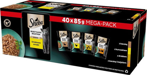 Sheba Selection Nassfutter für adulte Katzen mit Geflügel Ente Huhn und Pute in Sauce 40x85 g - 40 x 85 g – Bild 1 von 3