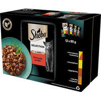 Produktbild von Sheba Selection Nassfutter für adulte Katzen mit Huhn Rind Lamm und Ente in Sauce 12x85 g - 12 x 85 g