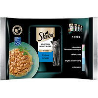 Produktbild von Sheba Selection Nassfutter für adulte Katzen Stückchen in Sauce Fischmix mit Lachs, Kabeljau und Thunfisch 20 x 85g - 4 x 85 g