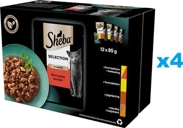 Sheba Selection Nassfutter für adulte Katzen Stückchen in Sauce Mix Huhn Rind Lamm Ente Truthahn 48x85g - 48 x 85 g – Bild 1 von 8