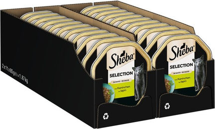 Sheba Selection Schale Katzen Nassfutter Kaninchenhäppchen in Sauce für erwachsene Katzen 2 x 85g – Bild 1 von 2